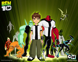 Size: 1280x1024 | Tagged: safe, official art, ben tennyson (ben 10), diamondhead (ben 10), four arms (ben 10), ghostfreak (ben 10), grey matter (ben 10), heatblast (ben 10), ripjaws (ben 10), stinkfly (ben 10), upgrade (ben 10), wildmutt (ben 10), xlr8 (ben 10), alien, ectonurite, fictional species, galvan, galvanic mechamorph, human, lepidopterran, mammal, petrosapien, piscciss volann, pyronite, tetramand, vulpimancer, anthro, feral, humanoid, ben 10, cartoon network, group, male, omnitrix