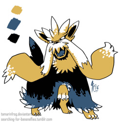 Size: 720x731 | Tagged: safe, artist:tamarinfrog, fictional species, stoutland, feral, nintendo, pokémon, 2016, ambiguous gender, daily deviation, fierce, fluff, looking at you, pose, simple background, solo, solo ambiguous, white background