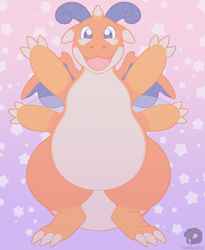 Size: 1800x2200 | Tagged: safe, artist:thatblackfox, clefairy, dragonite, fictional species, ledyba, nintendo, pokémon, chibi, fat, female, happy, slightly chubby