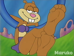 Size: 1032x774 | Tagged: safe, artist:shawethan, sandy cheeks (spongebob), mammal, rodent, squirrel, anthro, plantigrade anthro, nickelodeon, spongebob squarepants (series), barefoot, bikini, clothes, feet, fetish, foot fetish, foot focus, soles, swimsuit, toes