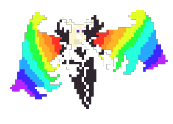 Size: 1680x1200 | Tagged: safe, artist:kiniaczu, asriel dreemurr (undertale), fictional species, mammal, monster, undertale, asriel dreemurr (god form), boss monster, ears, ears down, fur, horns, no legs, purple eyes, rainbow wings, simple background, transparent background, wings