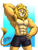 Size: 1080x1440 | Tagged: safe, artist:sagadreamsart, oc, oc only, big cat, feline, lion, mammal, anthro, 2022, abs, abstract background, arm behind head, armpit hair, armpits, bottomwear, clothes, male, muscles, muscular male, shorts, signature, solo, solo male, sweat, tail