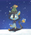 Size: 1818x2026 | Tagged: safe, artist:kazunekomori, fictional species, joltik, luxio, mammal, nintendo, pokémon, 2024, bandanna, chest fluff, christmas, christmas lights, christmas tree, clothes, colored tongue, conifer tree, digital art, electricity, fluff, holiday, lights, male, paw pads, snow, solo, tail, tail fluff, tongue, tongue out, tree, yellow paw pads, yellow tongue