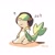 Size: 1024x1024 | Tagged: safe, artist:advosart, fictional species, snivy, semi-anthro, nintendo, pokémon, 2024, ambiguous gender, bedroom eyes, digital art, ears, headphones, headwear, scales, simple background, sitting, solo, solo ambiguous, starter pokémon, tail