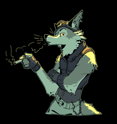 Size: 1250x1322 | Tagged: safe, artist:serpent_x, canine, mammal, wolf, anthro, cigarette, looking at you, male, simple background, smoking, solo, solo male, wendell (fortnite)