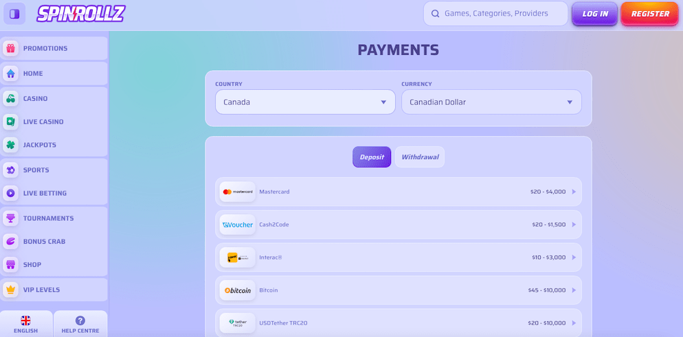 spinrollz-casino-payment-methods