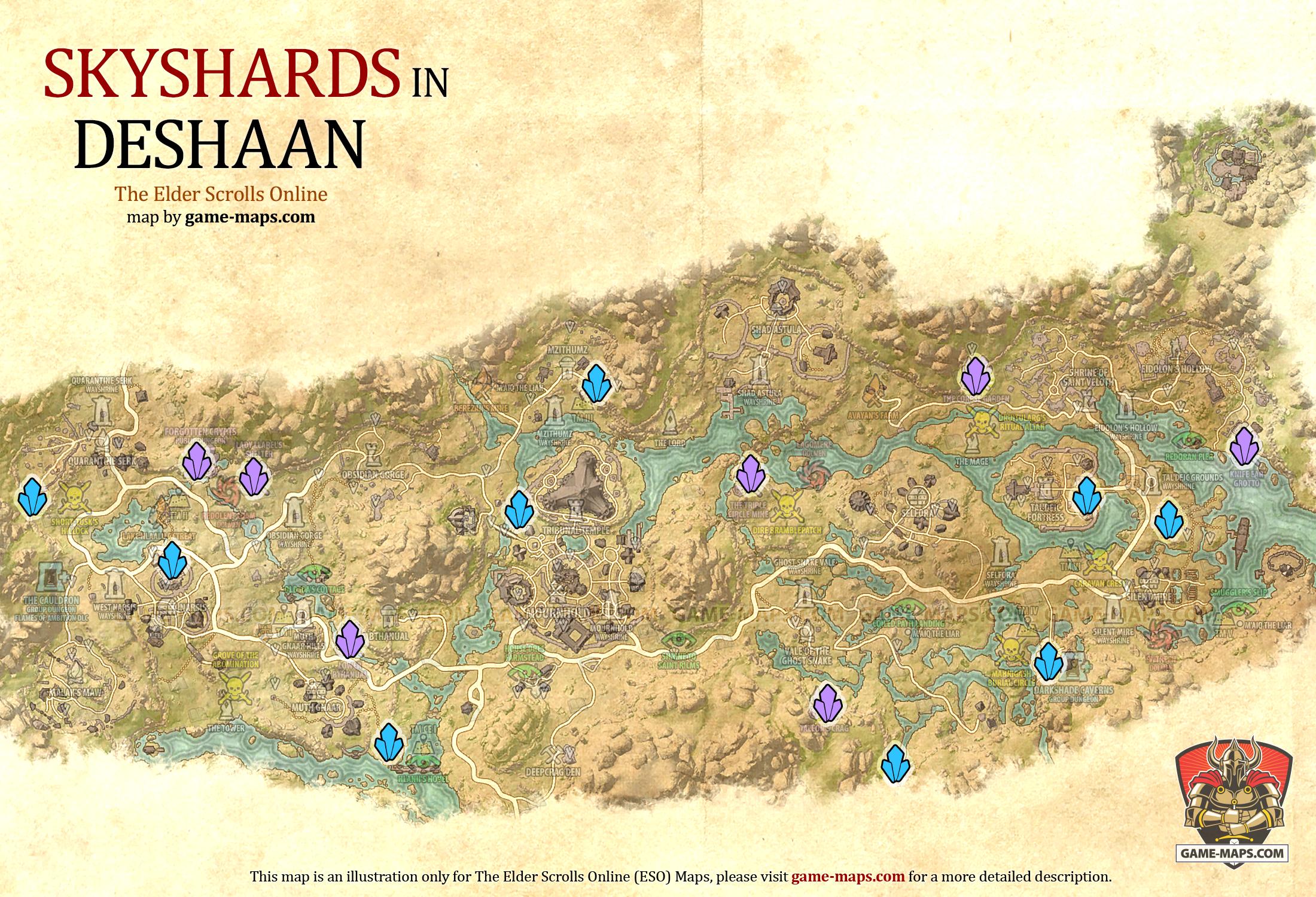 Deshaan Skyshards Location Map ESO