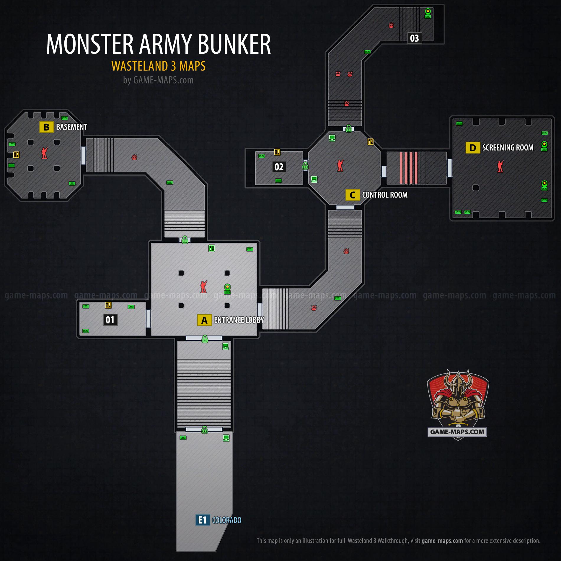 Monster Army Bunker Map - Wasteland 3