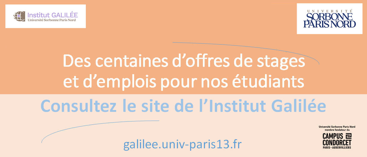 Offres de stages et d’emplois à l’Institut Galilée