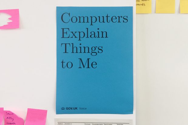 A poster saying "Computers explain things to me"