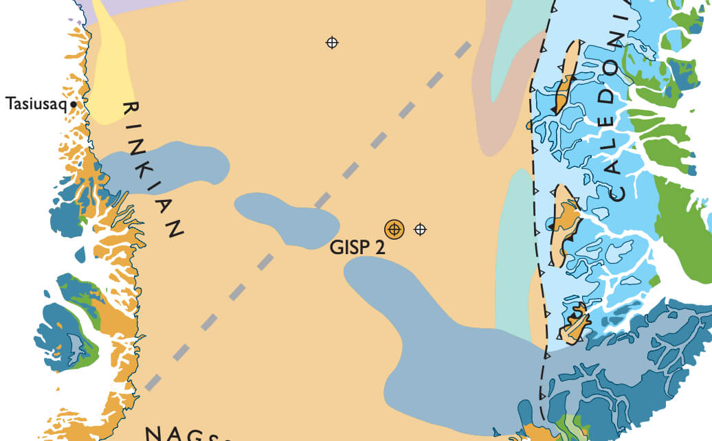 Partial view of a geological map of Greenland.