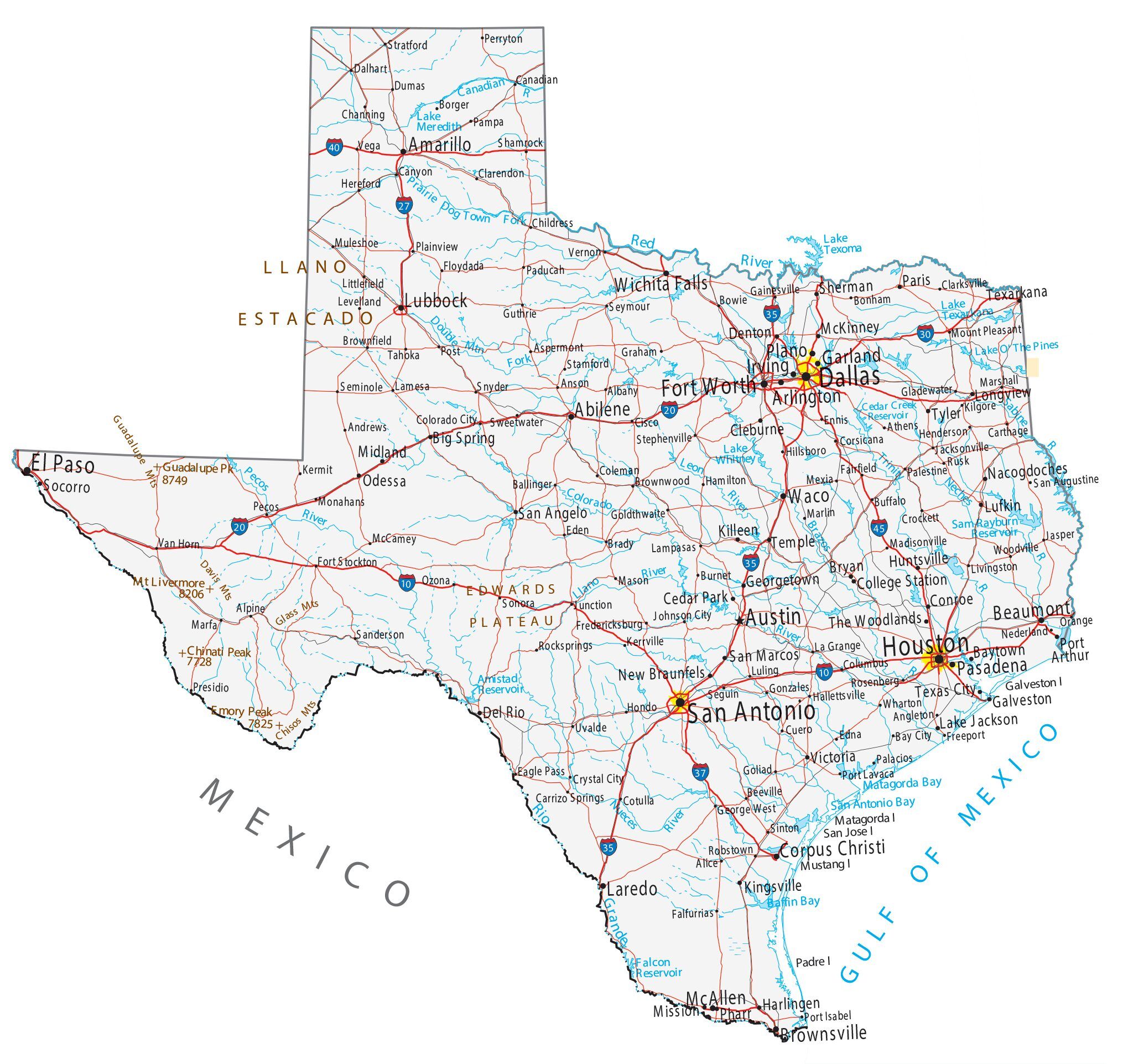 Map Of Texas Cities And Roads - Lucia Ronica