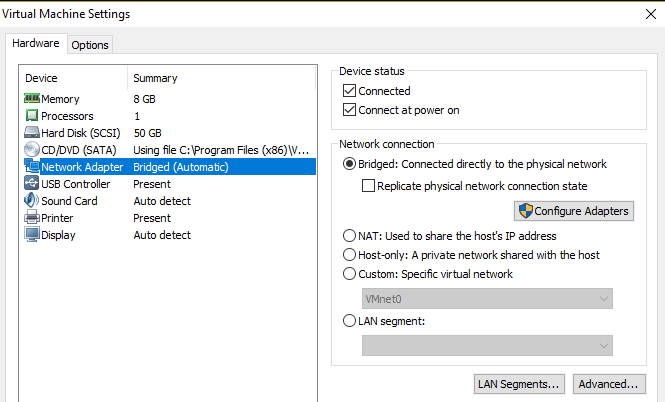 Set up VMware in Bridged Mode