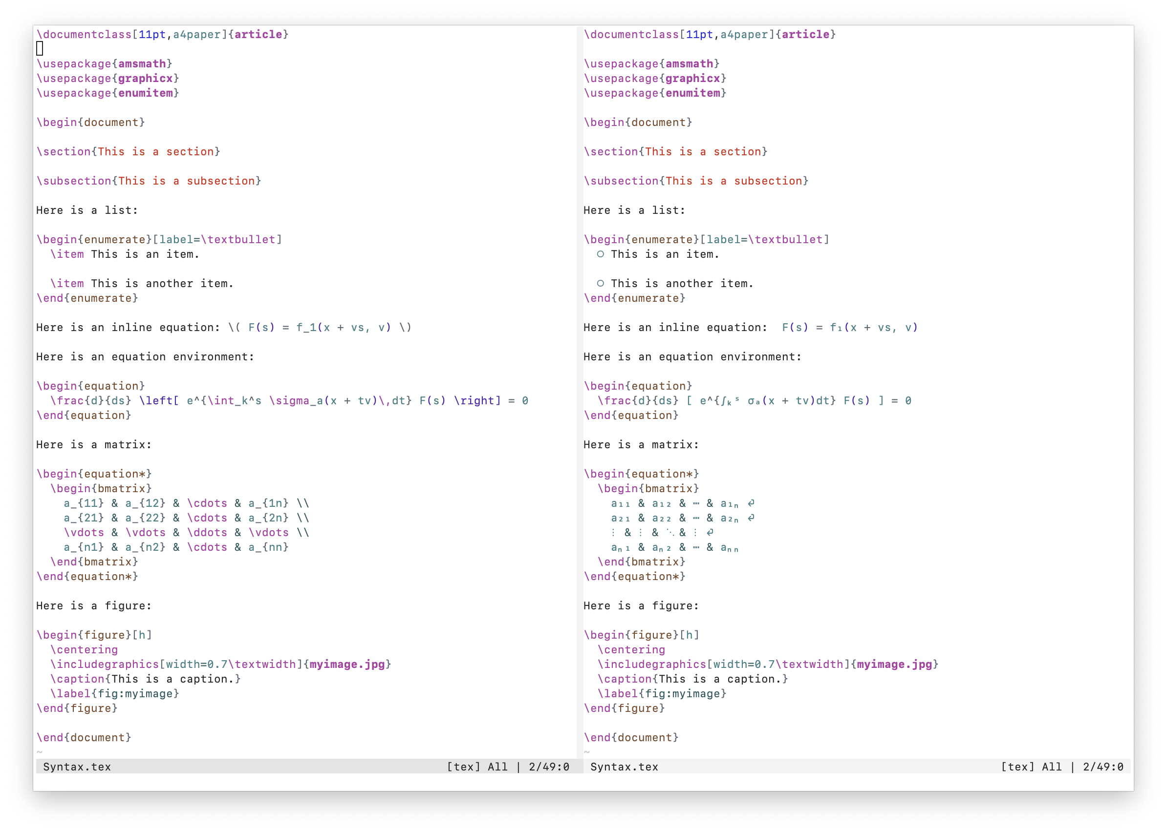 Syntax example