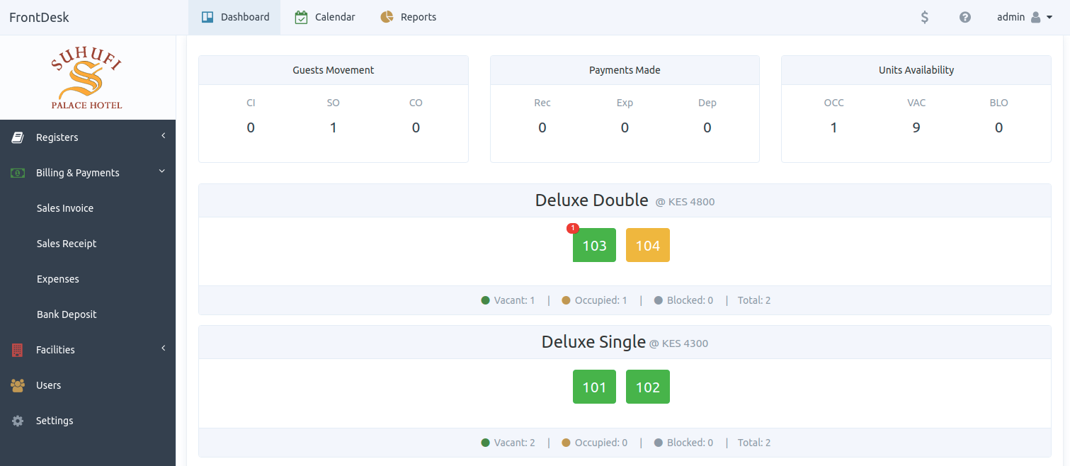 FrontDesk Dashboard