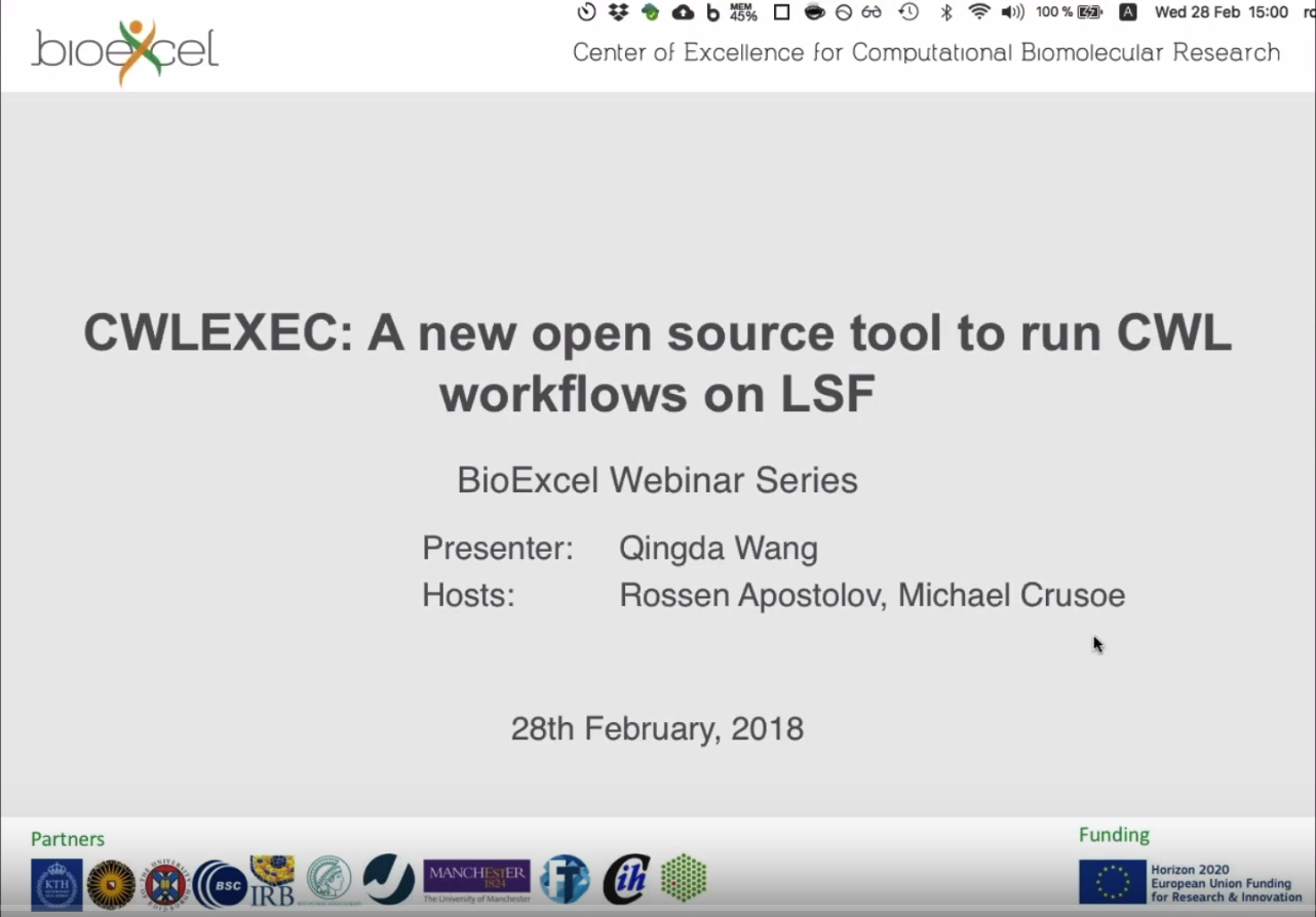 [Video] CWLEXEC: A new open source tool to run CWL workflows on LSF