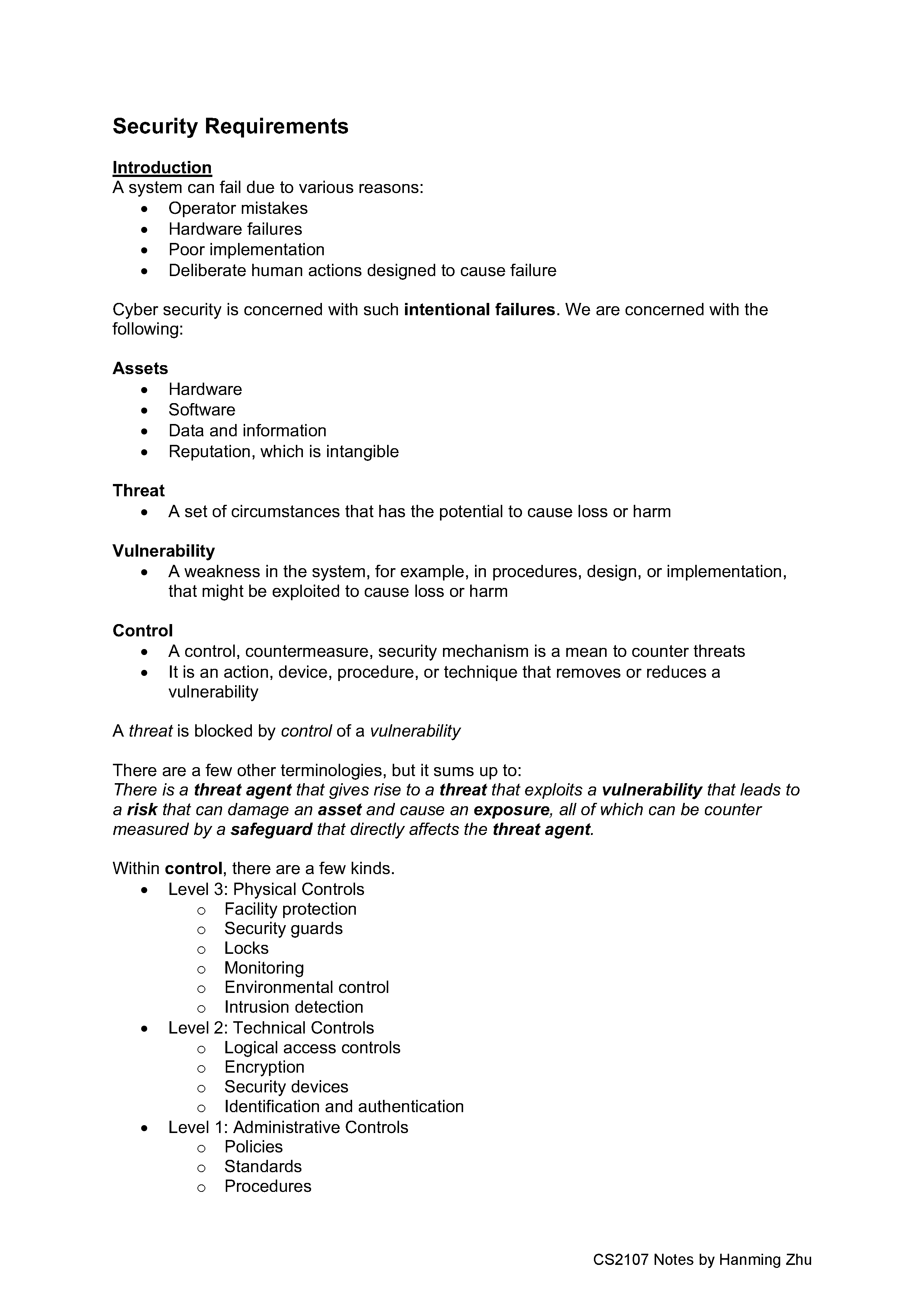 CS2107 Security Requirements Notes