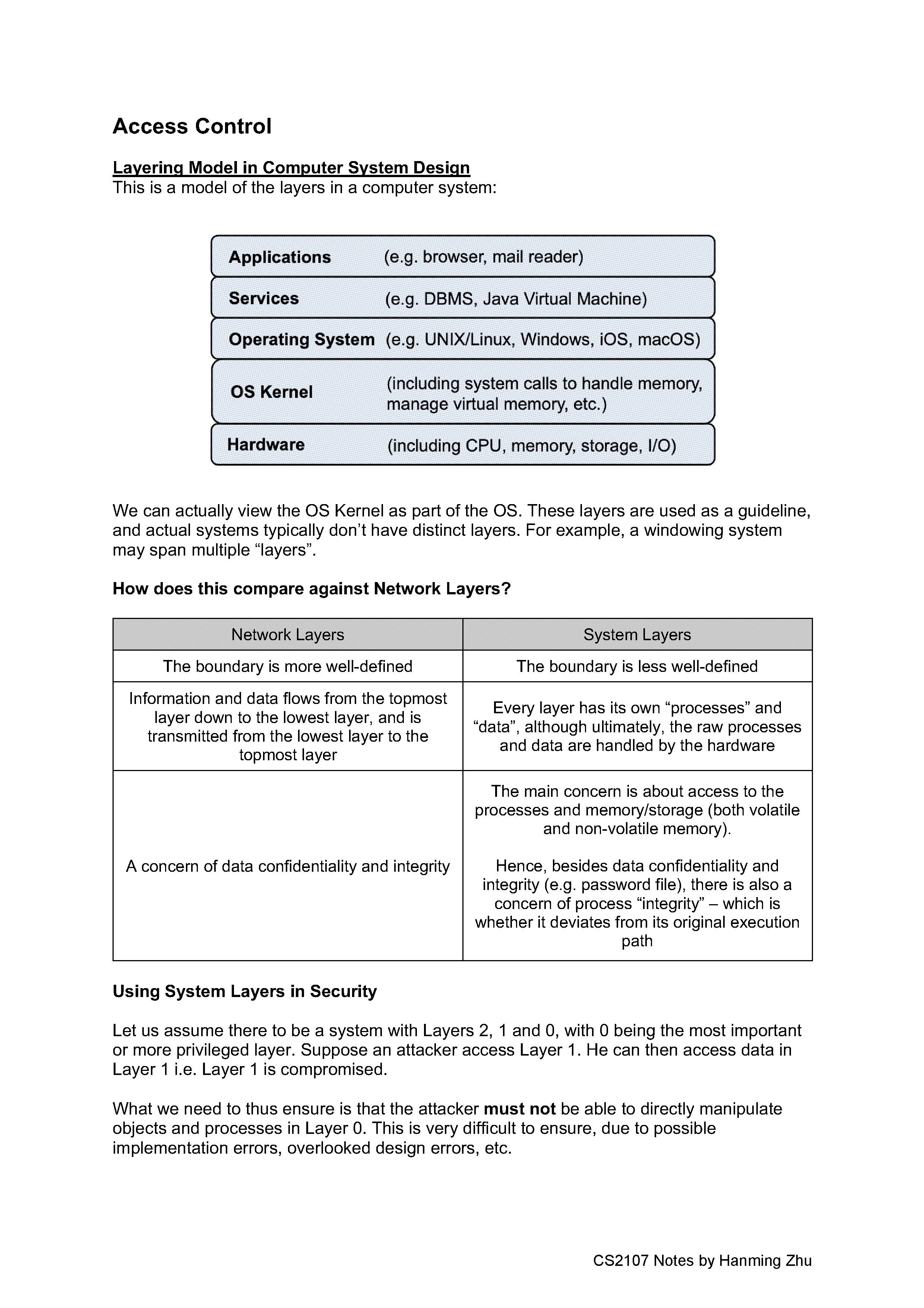 CS2107 Access Control Notes