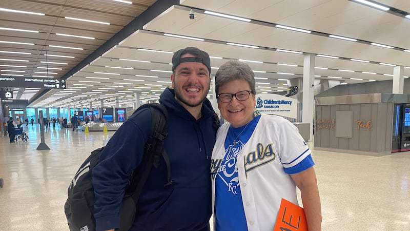 Betty Birzer and Jake Kosack reunited at KCI on Tuesday ahead of Games 3 and 4 of the American...