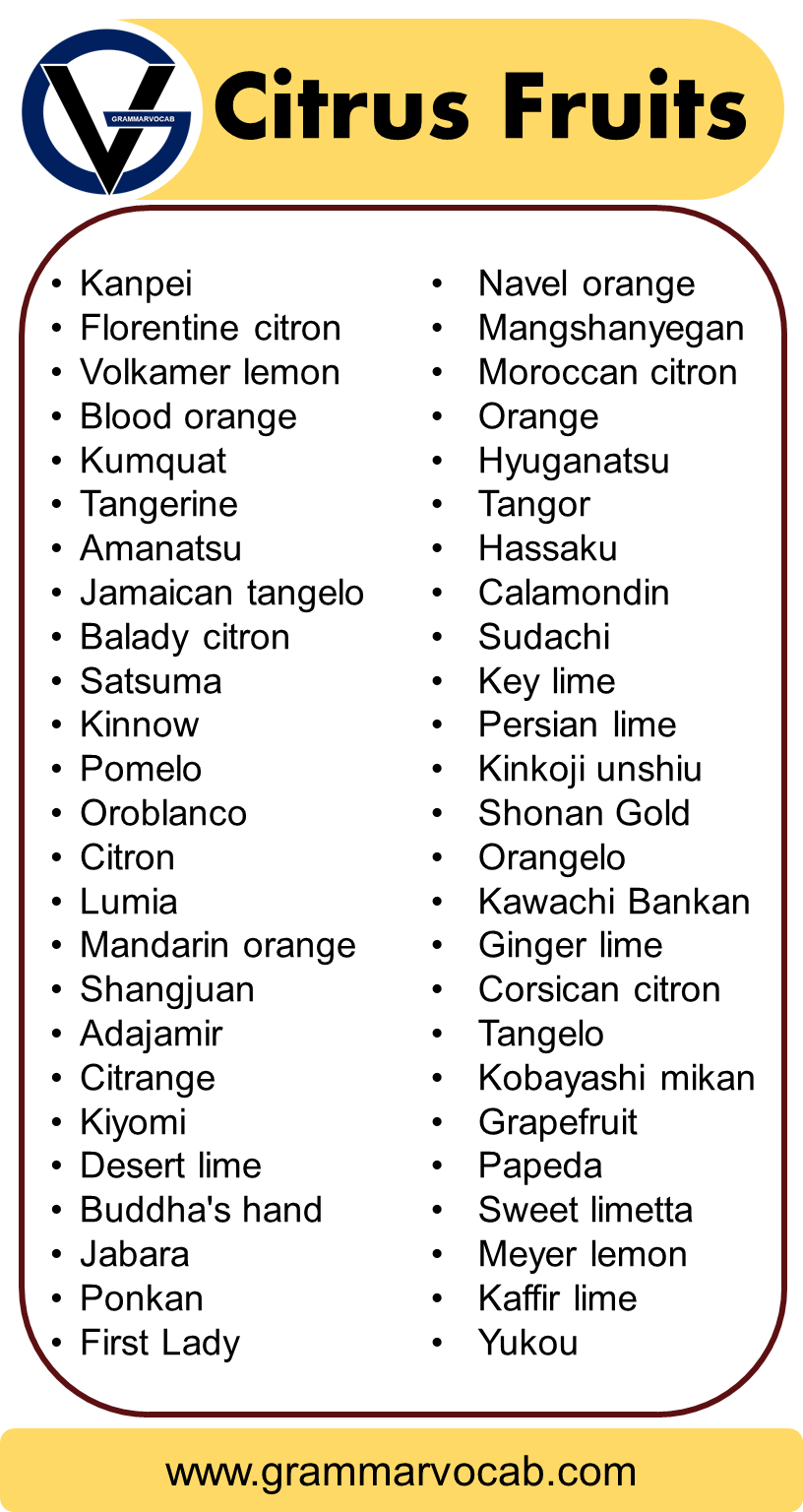 List of All Citrus Fruits