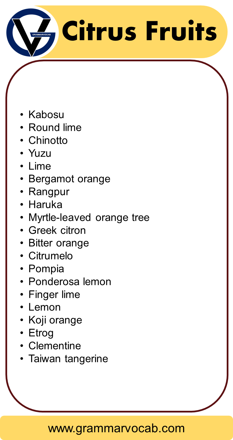 Citrus Fruits List