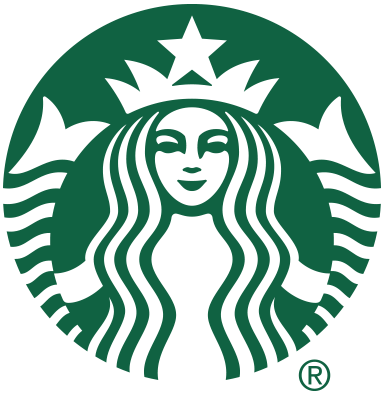 A Starbucks logo featuring a woman's face against a background of River Rock.