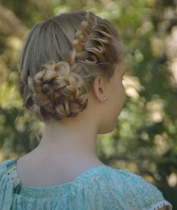 Girls Bow Braided Bun 