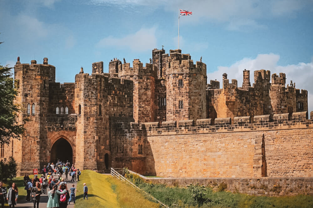 Alnwick Castle in Northumberland, England. Used in Harry Potter and the Philosopher's Stone