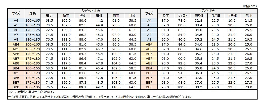 サイズチャート