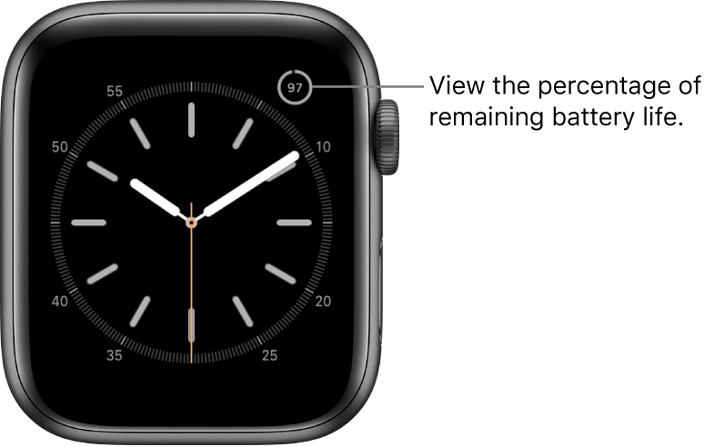 Watch face showing the battery percentage complication in the top-right corner.