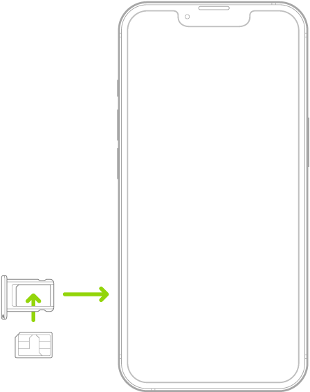 A SIM being inserted into the tray on iPhone; the angled corner is in the upper left.