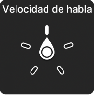 Control del rotor con el dial apuntando al ajuste “Velocidad de habla”.