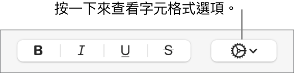 「粗體」、「斜體」、「底線」和「刪除線」按鈕右側的「進階選項」彈出式選單。