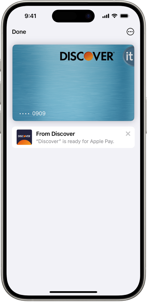 Apple Card in Wallet, showing the More button at the top right. Below the card image are the card balance, weekly activity, and the payment button. The Savings Account current balance and latest card transactions are at the bottom.