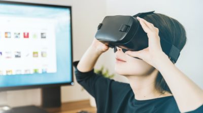 Woman using VR headset