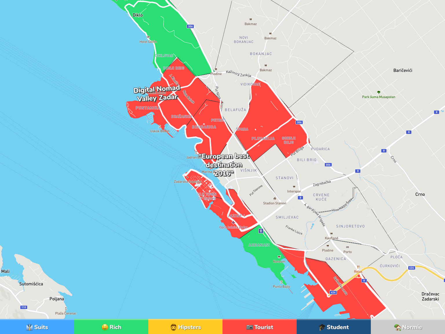 Zadar Neighborhood Map