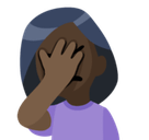 Woman Facepalming Emoji with Dark Skin Tone, Facebook style