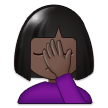 Woman Facepalming Emoji with Dark Skin Tone, Samsung style