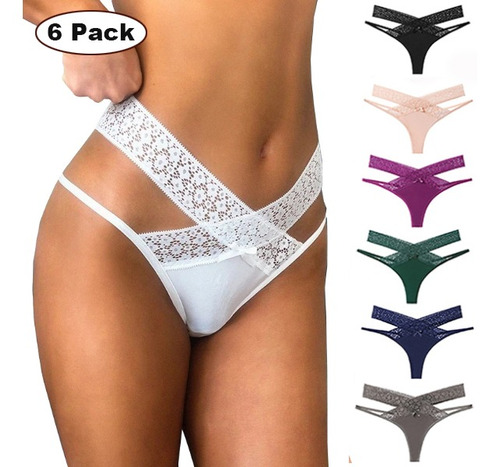 Pack De 6 Bragas Sexy Para Mujer, Ropa Interior De Encaje Hu | Meses sin  intereses