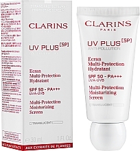 سائل شاشة واقية مرطبة للوجه Clarins Uv Plus [5p] Multi-protection Moisturizing Screen SPF 50-PA+++