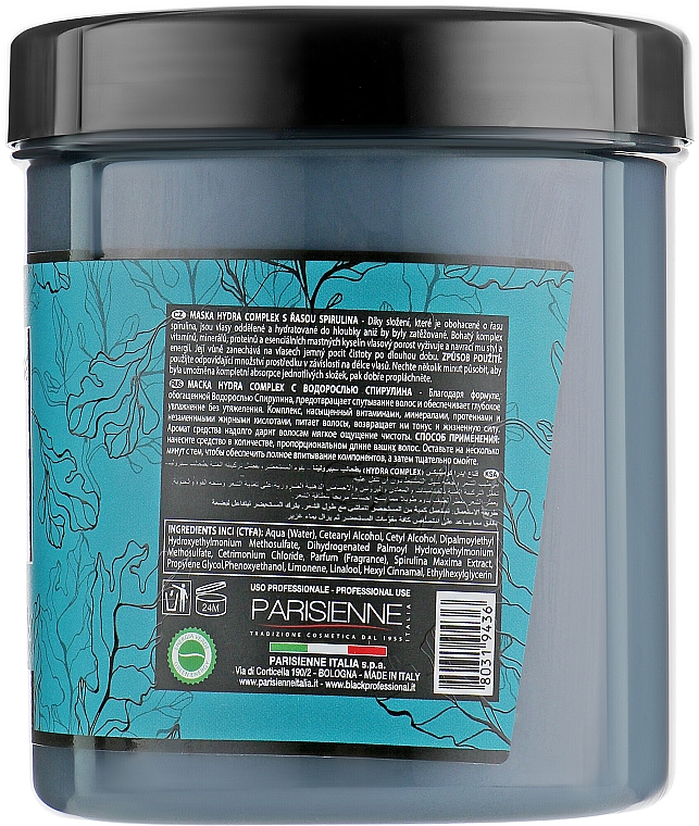 Regenerierende feuchtigkeitsspendende Haarmaske mit Spirulina Black Professional Line Turquoise Hydra Complex Mask