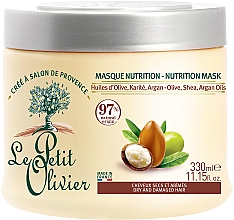 Maske für trockenes und erschöpftes Haar mit Olive, Shea und Argan Le Petit Olivier Olive Karite Argan Masque