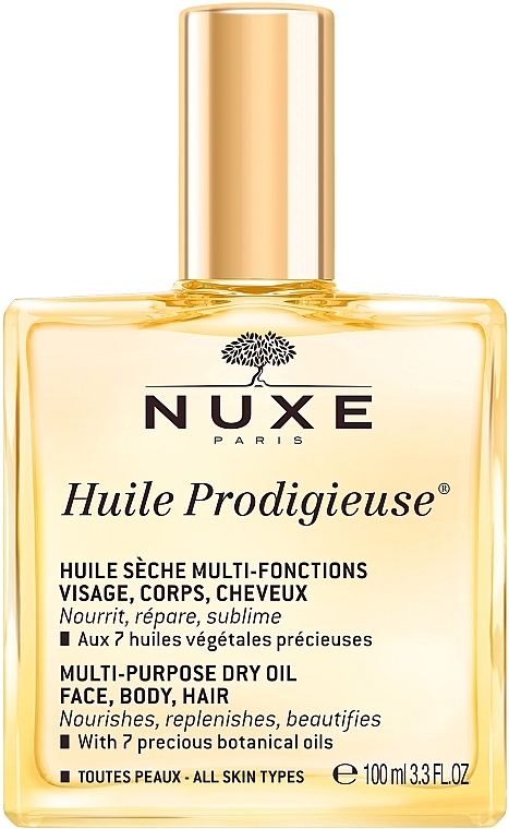 Huile sèche à l'huile de macadamia pour visage, corps et cheveux - Nuxe Huile Prodigieuse Multi-Purpose Care Multi-Usage Dry Oil