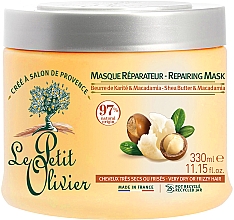 Pflegende Maske für lockiges Haar Le Petit Olivier Shea Butter And Macadamia oil Regenerating Mask