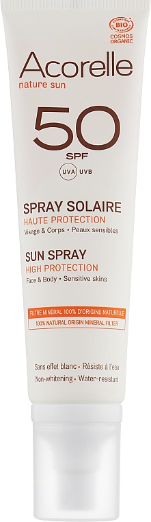 Bio Sonnenschutzspray für empfindliche Haut SPF 50 Acorelle Sun Spray High Protection Sensitive Skins