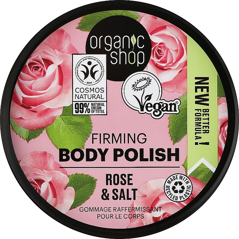 Exfoliante corporal de sal con agua de rosa - Organic Shop Rose & Salt Body Polish