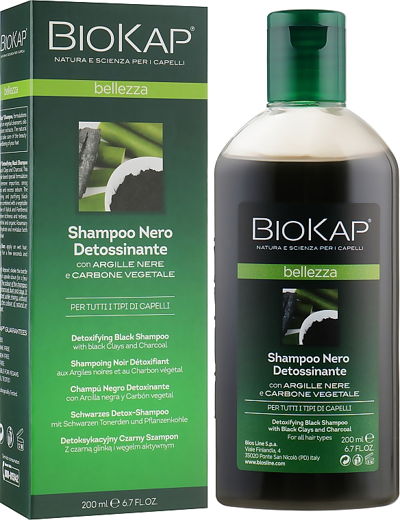 Šampon "Detox" s crnom glinom i ugljenom - BiosLine BioKap Detoxifying Black Shampoo