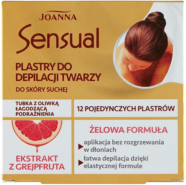 Пластырь с воском для депиляции лица с экстрактом грейпфрута - Joanna Sensual Gel Wax Face Strips