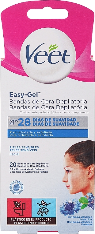 Восковые полоски для лица с маслом миндаля - Veet Easy-Gel