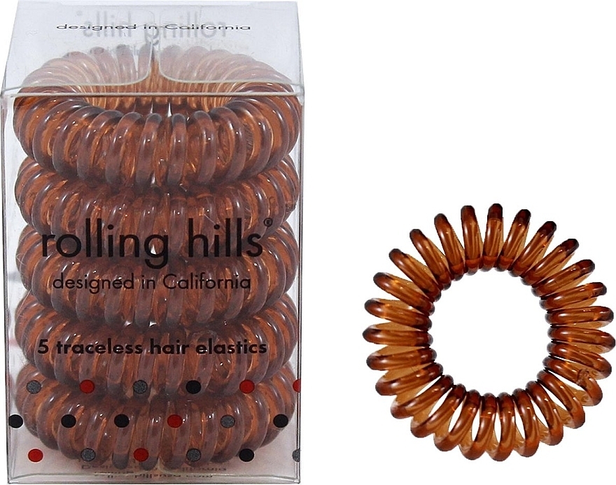 Matu gumija-aproce, brūna Rolling Hills 5 Traceless Hair Rings Coffee